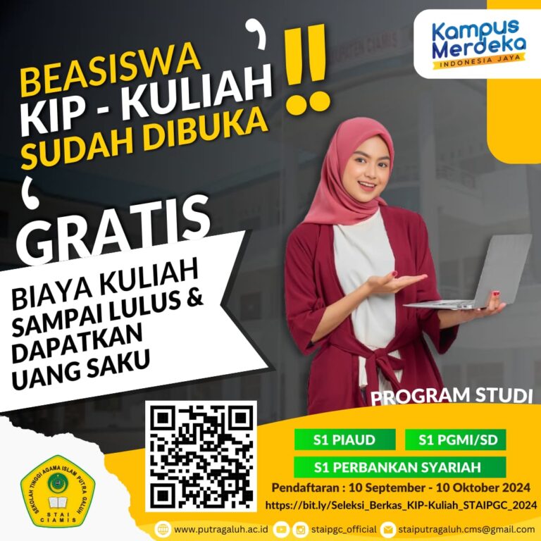 PENDAFTARAN BEASISWA KIP KULIAH STAI PUTRA GALUH CIAMIS TELAH DIBUKA!